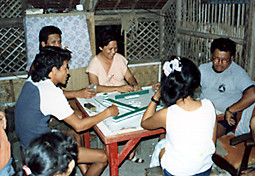 Popoy Quebec and friends playing Majong.