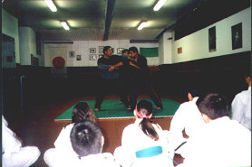 Grandmaster Alberto D. Dacayana SR demonstrating for students in Rome, Italy.