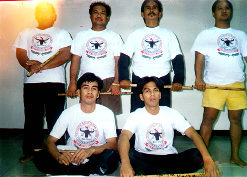 Seminar at EcoTech, Lahug, Cebu City with the Ireland and London stickfighters. in photo Romy Taran, Victor Escbia, Master Nick Elizar, Eddy Basa. Seated Niel Elizar, Norman Elizar.