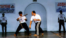 Instructor Norman Elisar demonstrating one of his favourite disarming techniques.