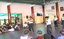 Video freeze of the1998 WEKAF Balintawak demonstration headed by Nick Elizar.